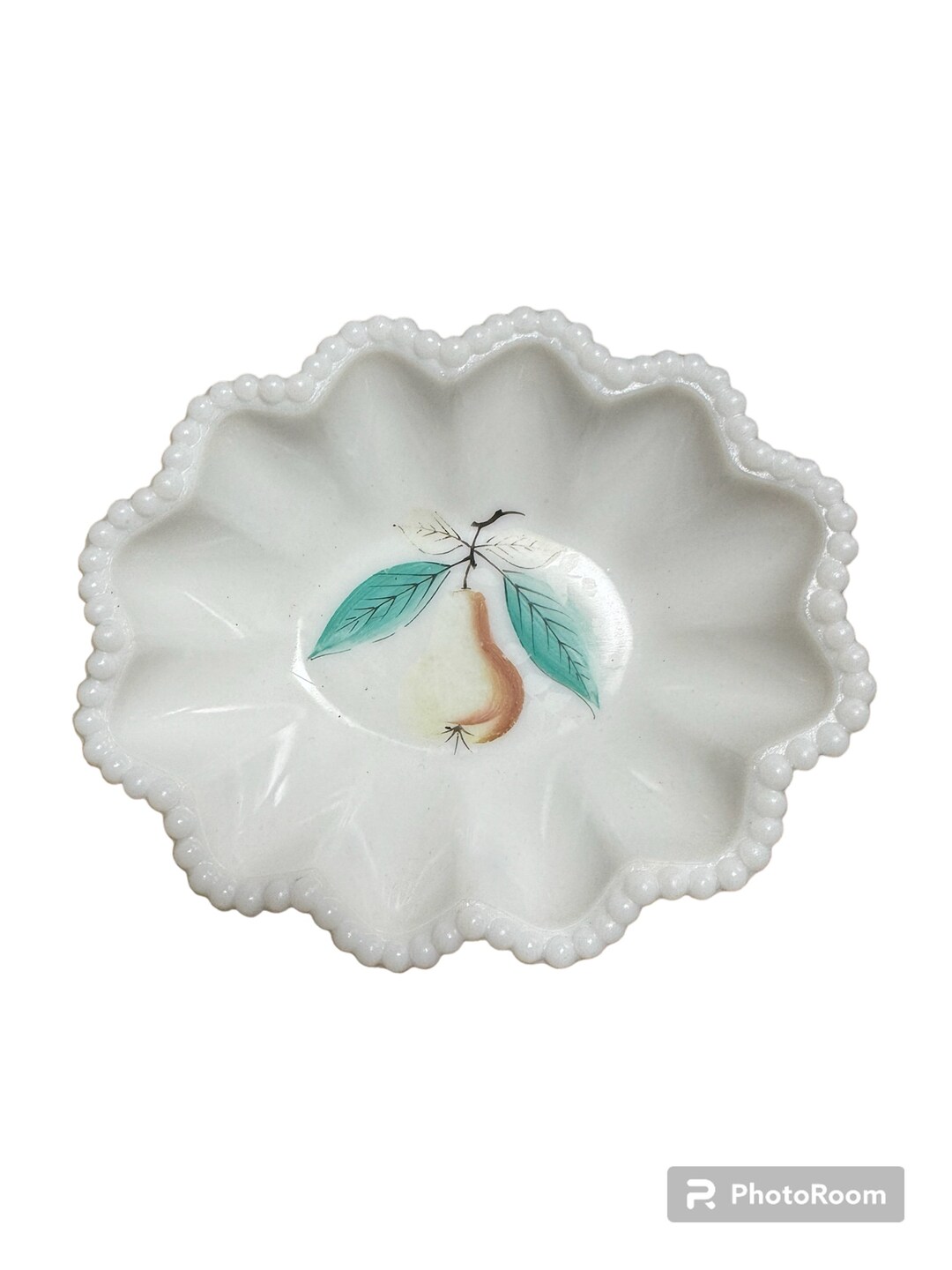 Vintage 1950’s Westmoreland Hand Painted Pear Beaded Edge Nob Trinket ...