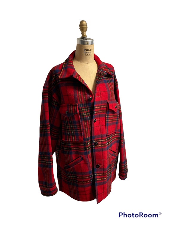 Vintage 60s Pendleton Wool Jacket Plaid Mens Womens Coat Flannel