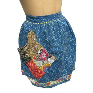 Vintage 1950’s Apron Patchwork Blue Yellow Red Blue Bricklebrack