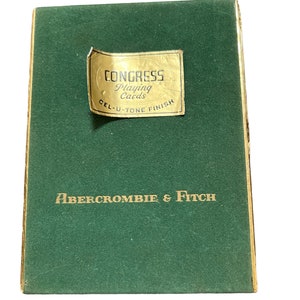 Vintage Abercrombie and Fitch Congress Playing Cards Cel-U-Tone Green Velvet Box