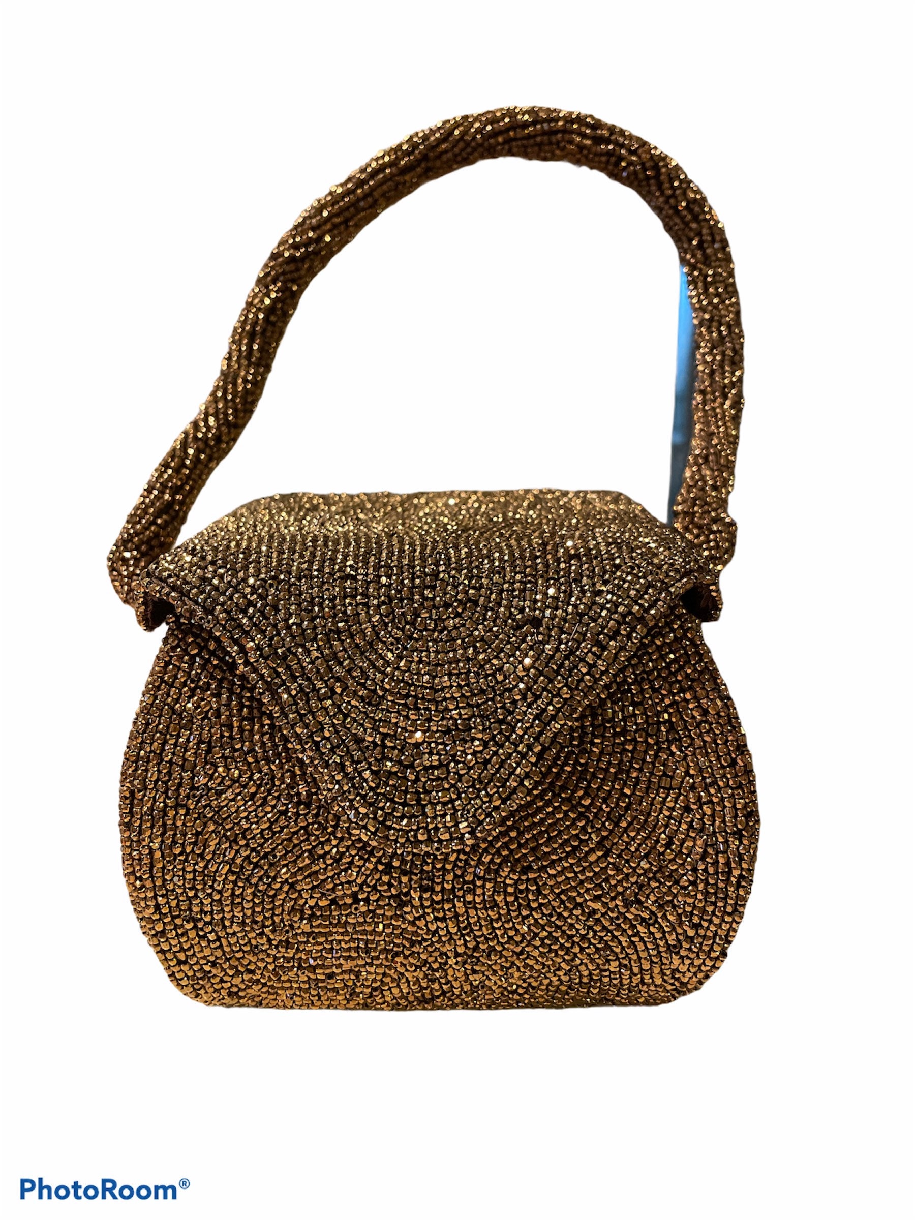 Vintage Bags by Josef Belgium Copper Bronze Beaded Box Pillbox Etsy