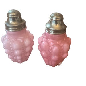 Victoria  Salt & Pepper  Shakers Guttate  Pattern Consolidated Pink Glass