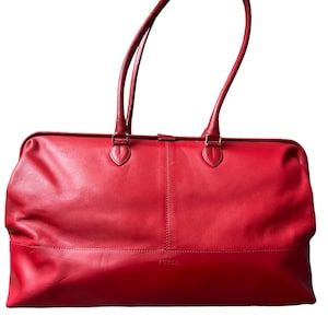 Vintage Furla Made in Italy Bolso rojo Tote Doctor Bag Monedero