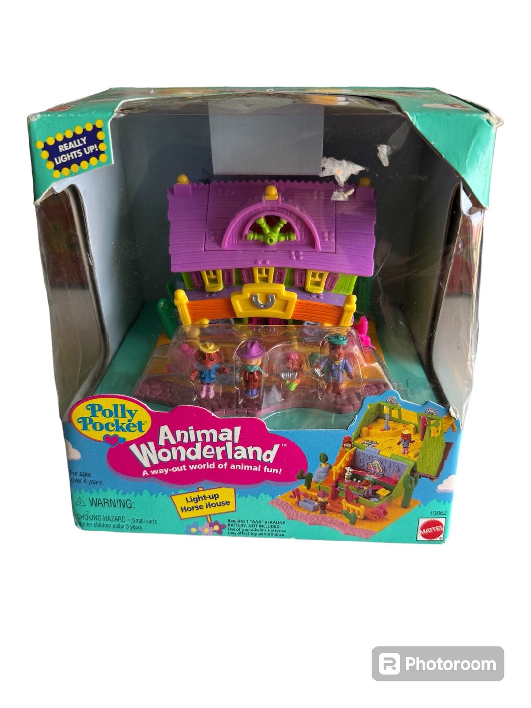 Vintage 1995 Mattel Polly Pocket Animal Wonderland Light up Horse House ...