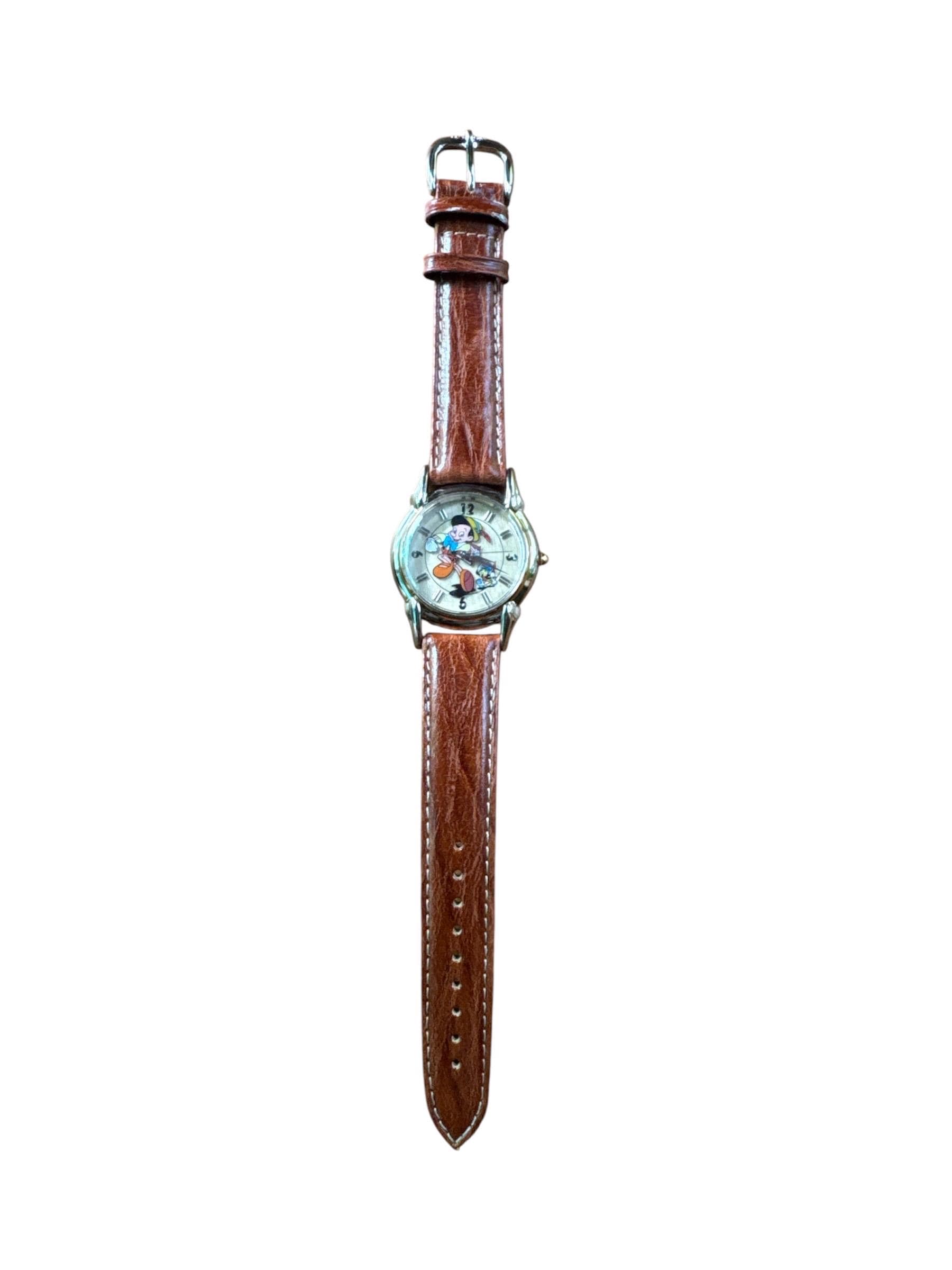 Vintage Pinocchio Character Watch Swiss Movement Brown Band Pinocchio Watch - Etsy main image 2