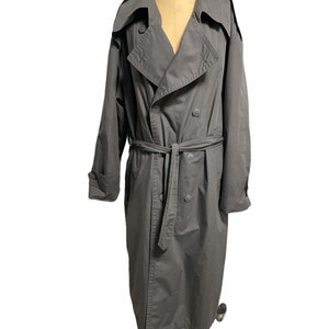 Vintage 80’s Christian Dior Le Connaisseur Gray Belted Rain Water Repellent Wool Lined Coat Jacket