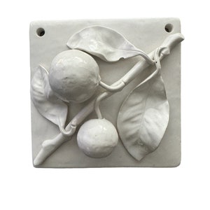 Vintage Casa Pupo Portugal Fruit Relief Glazed Pottery Wall Tile