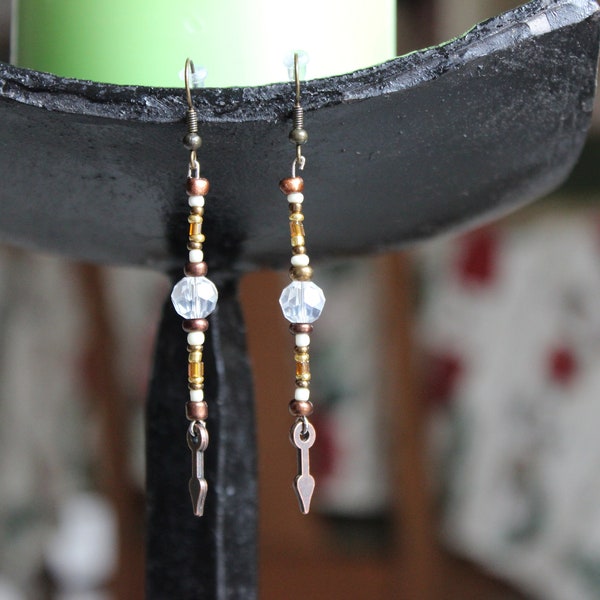 Beaded Clock Hand Earrings