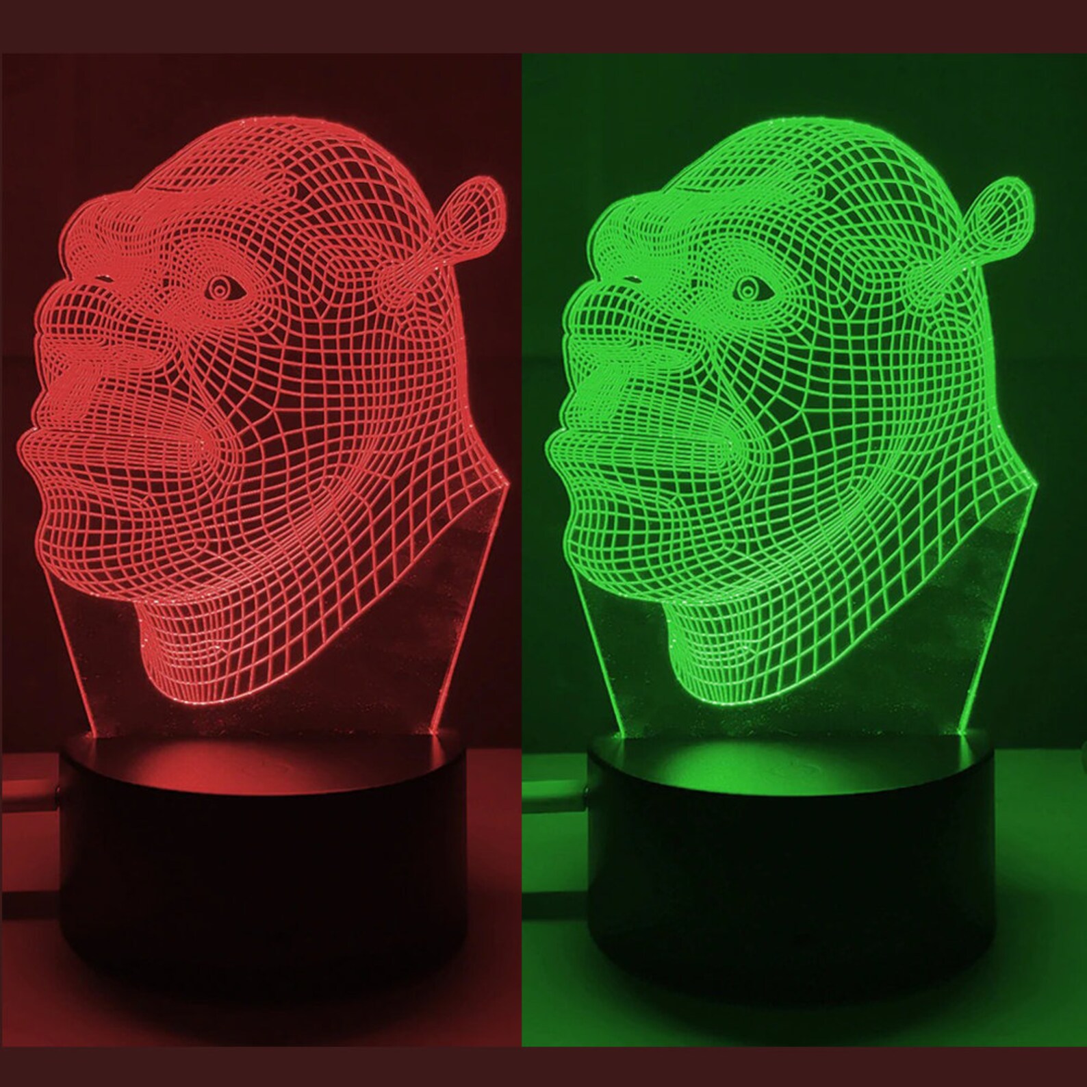 Led Night Light Shrek Head Hologram 3d Illusion Lamp for Kids | Etsy