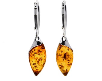 Vintage Amber Color Dangling Earrings 3.5\u201d Dangle