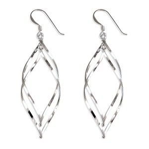 Sterling Silver Double Helix Drop Earrings