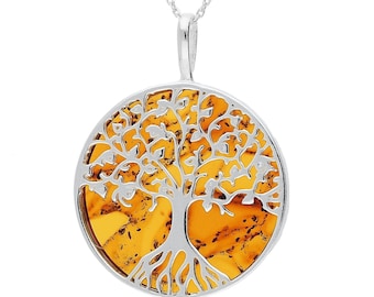 Amber Large Tree Of Life Pendant