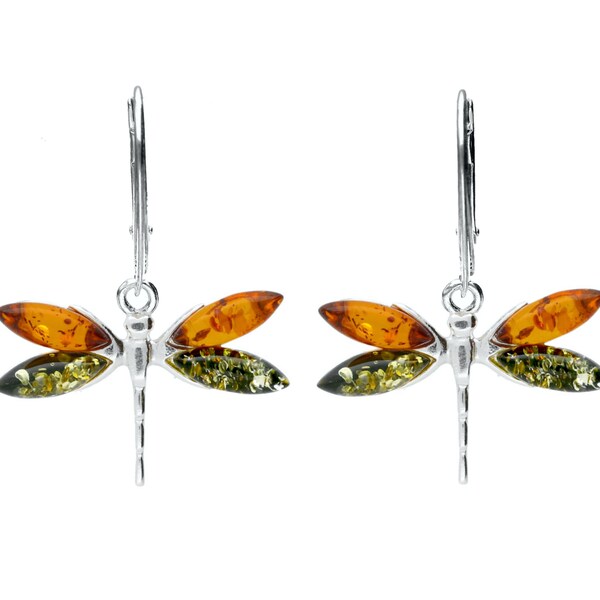 Amber Dragonfly Earrings