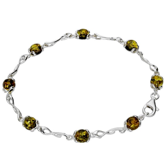 Sterling Silver Green Amber Bracelets Twist Sterling Silver Green Amber Bracelets Twist