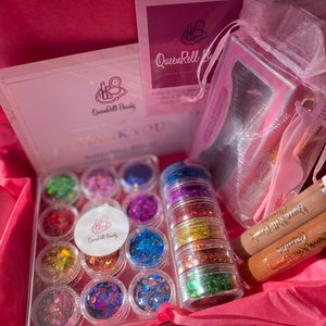 Holographic Glitter Palette & Stack Beauty Box-Makeup Glitter, Holographic Chunky Glitter, Nail Art, Tumbler Glitter, Glitter Set