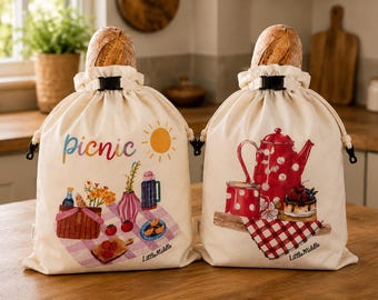 Bread Baker Gift, XL Beeswax Bread Bags (2-Pack), Reusable Sourdough Storage V