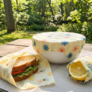 3Pc Handmade Beeswax Wrap (Summer), Reusable Food Storage, Eco-Friendly & 0 Waste