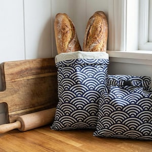 Ensemble de sacs à pain XL en cire d'abeille - Conservation des aliments en coton réutilisable V