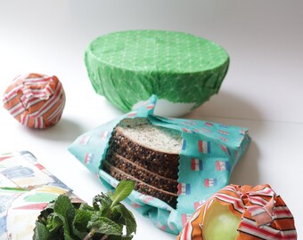 Conjunto de 3 Envoltórios Artesanais de Cera de Abelha, Reutilizáveis para Armazenamento de Alimentos, Ecológicos e Zero Desperdício