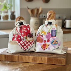 Sacs à pain réutilisables XL en cire d'abeille : levain, fruits et légumes frais, allant au congélateur - paquet de 2 V