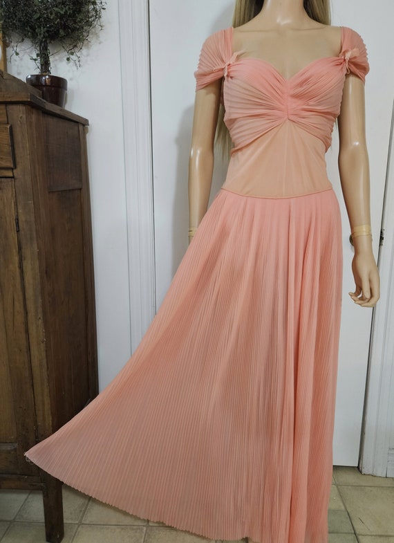 50's Vanity Fair Pinkish Coral pleated Nightgown N