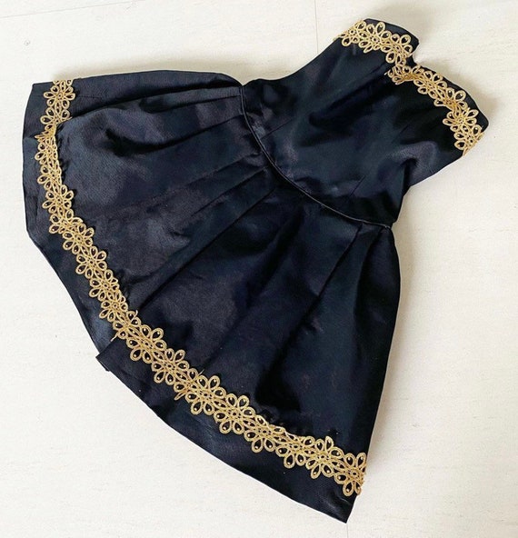 80’s Gold Lace Black Dress