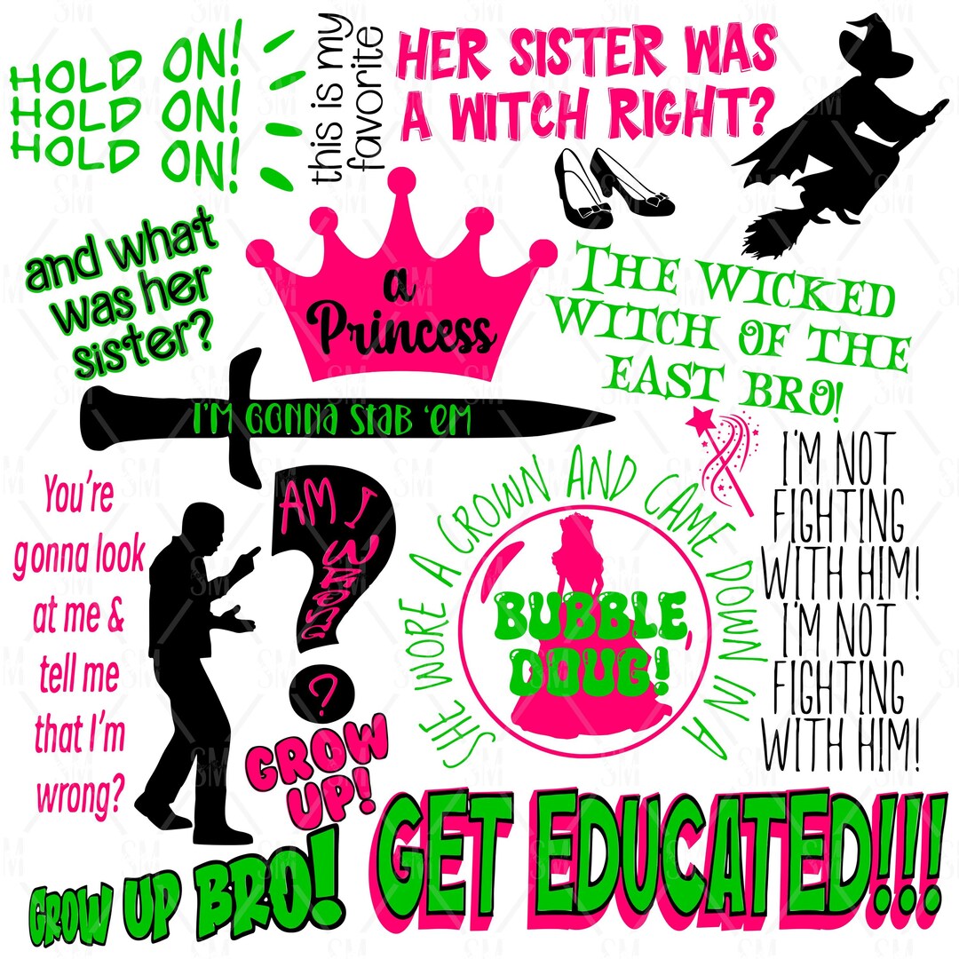 Wicked Witch of the East Argument: Pink and Green Clipart (digital ...