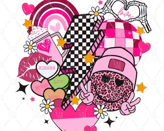Love Collage PNG: Hearts, Lightning Bolt, Lips (Digital Image only)