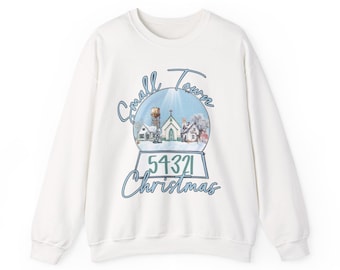 Christmas Snow Globe Zip Code Sweatshirt, Personalized Winter Scene, Festive Crew Neck Pullover, Small Town Gift, Customized