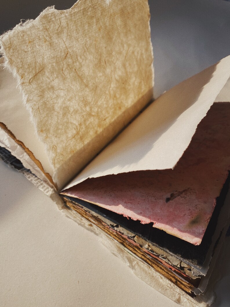 Art journal handmade Aesthetic book Mixed papers blank | Etsy