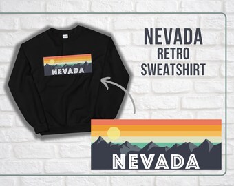 Nevada Retro Mountain Range Unisex Sweatshirt | State of Nevada Apparel | Nevada Souvenir | Retro Nevada Crewneck Sweatshirt