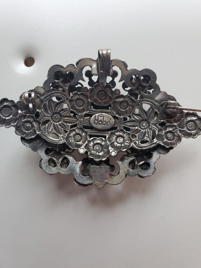 Amazing vintage signed Hobe dangle earringbrooch set