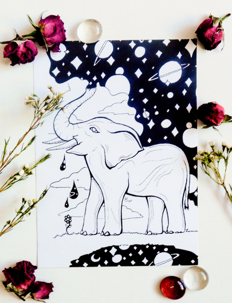 Elephant Creating the World Cosmic Fine Art Nature/'s Creator 5x7 Art Print