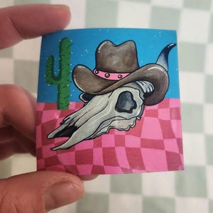 Water Bottle Sticker | Cow Skull in the Desert | High Quality Artist Sticker