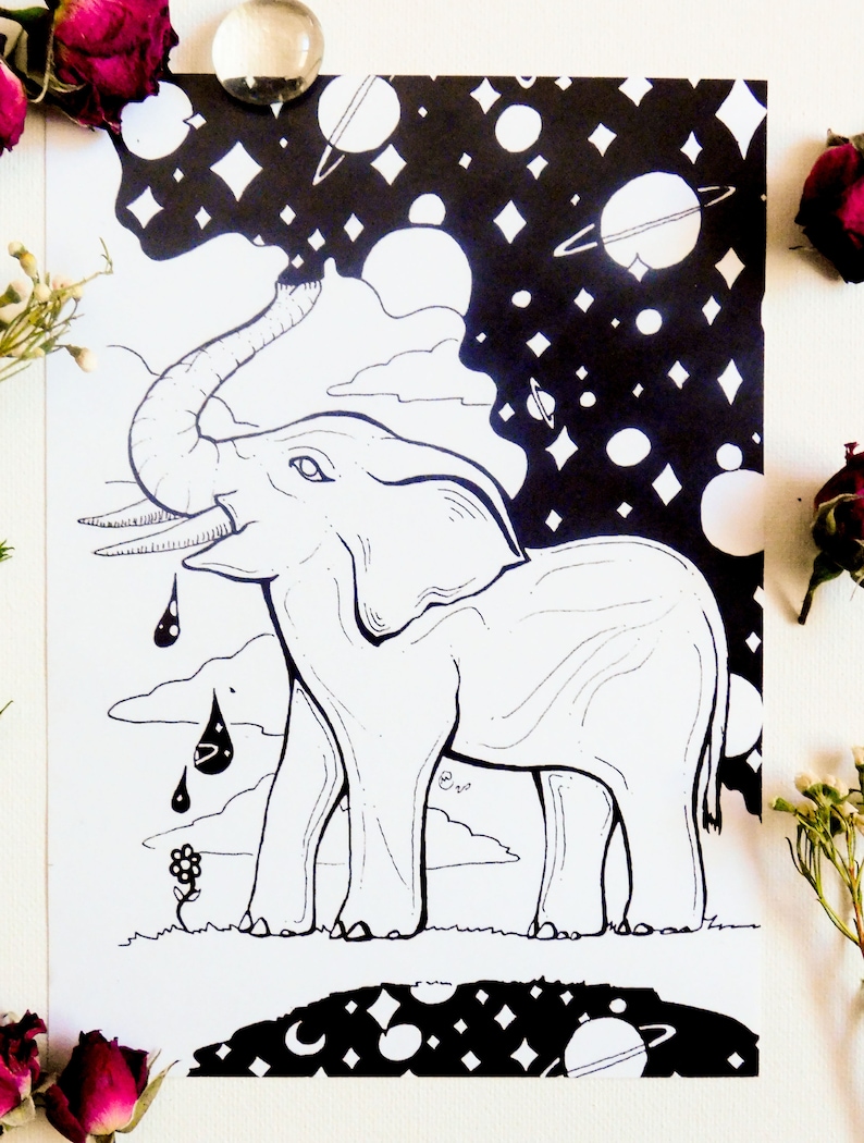 Elephant Creating the World Cosmic Fine Art Nature/'s Creator 5x7 Art Print