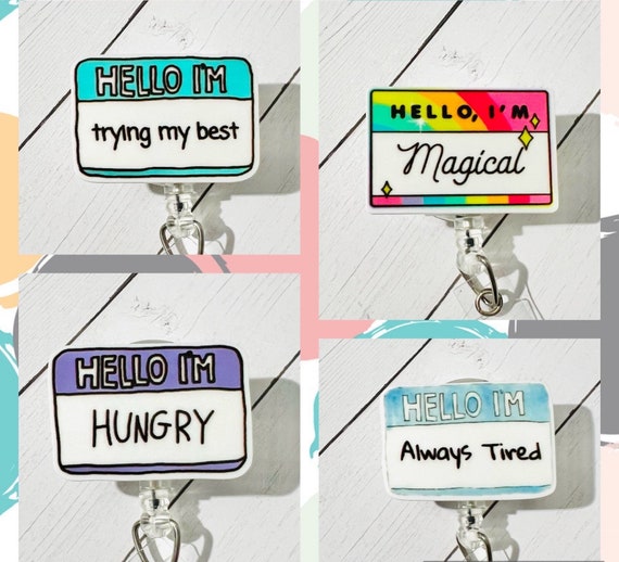 Funny Name Tag Badge Reel Novelty Cute ID Holder Student Etsy