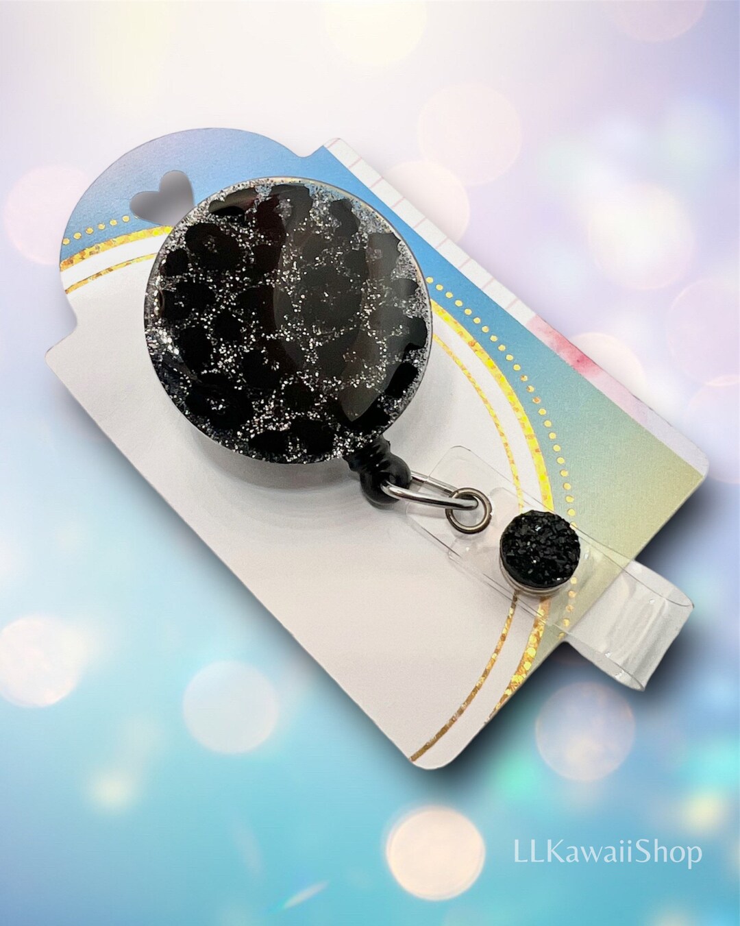 Black on Black-leopard/cheetah Print Retractable Badge Reel- Nurse, ID ...