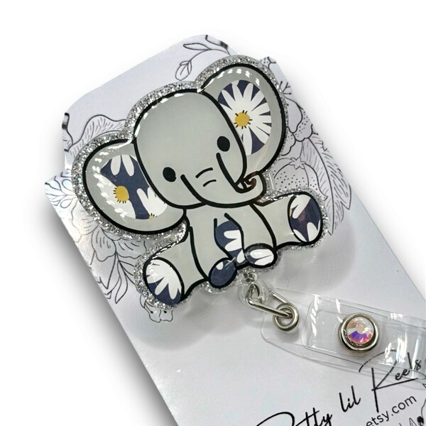 Baby elephant badge reel- Peds, NICU, labor and delivery, mother baby, nurse, teacher, student, cute hospital gifts