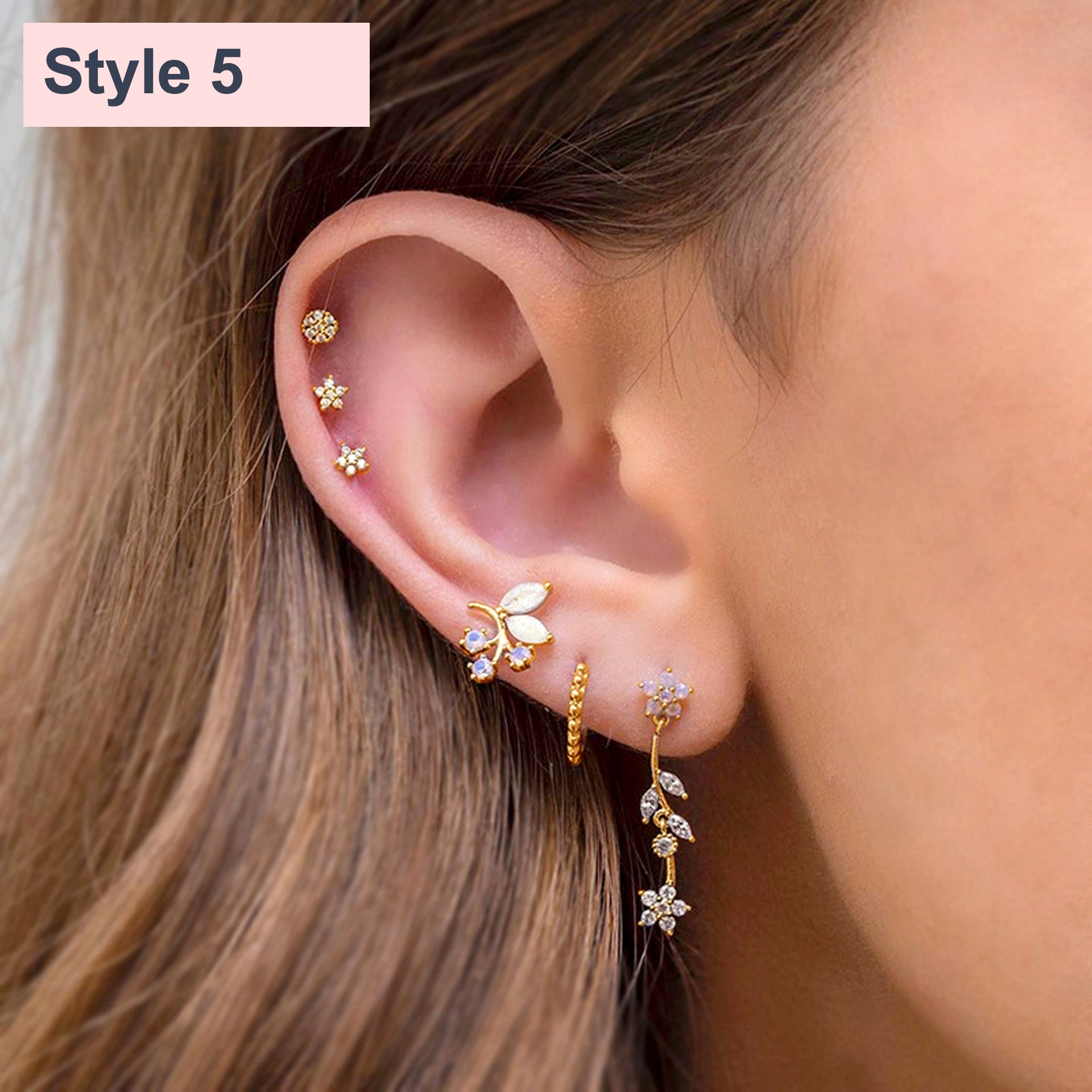 Solid Gold Stud Piercing Earrings  Astrid  Miyu