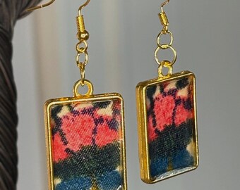 Multicolor Indian Fabric Dangle Earrings