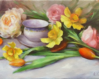 春に咲く花 油絵 静物#3 40X80X1.5cm 油彩画 春に咲く花 油絵 静物#3 40X80X1.5cm 油彩画 春に咲く花 油絵 静物#3