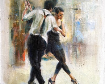 Painting dance  | picture dancers | painting tango and salsa | Painting man and woman dancing | Original Oil Painting by Ukrainian artist