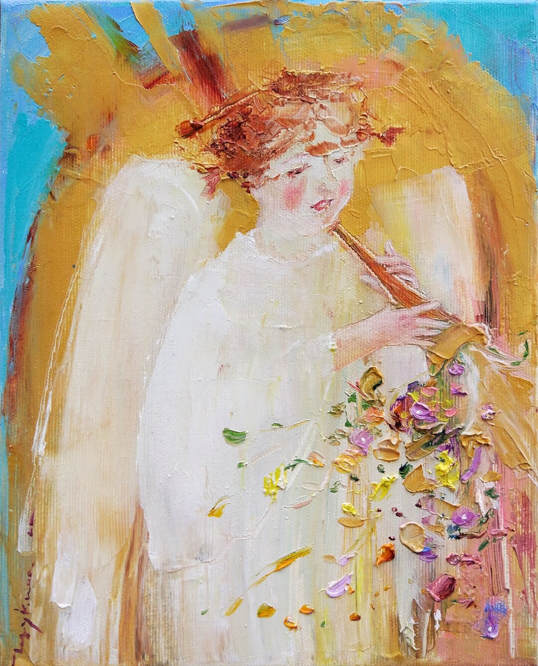 Christmas Angel Painting on Canvas Christmas Gift Oil Painting Angels