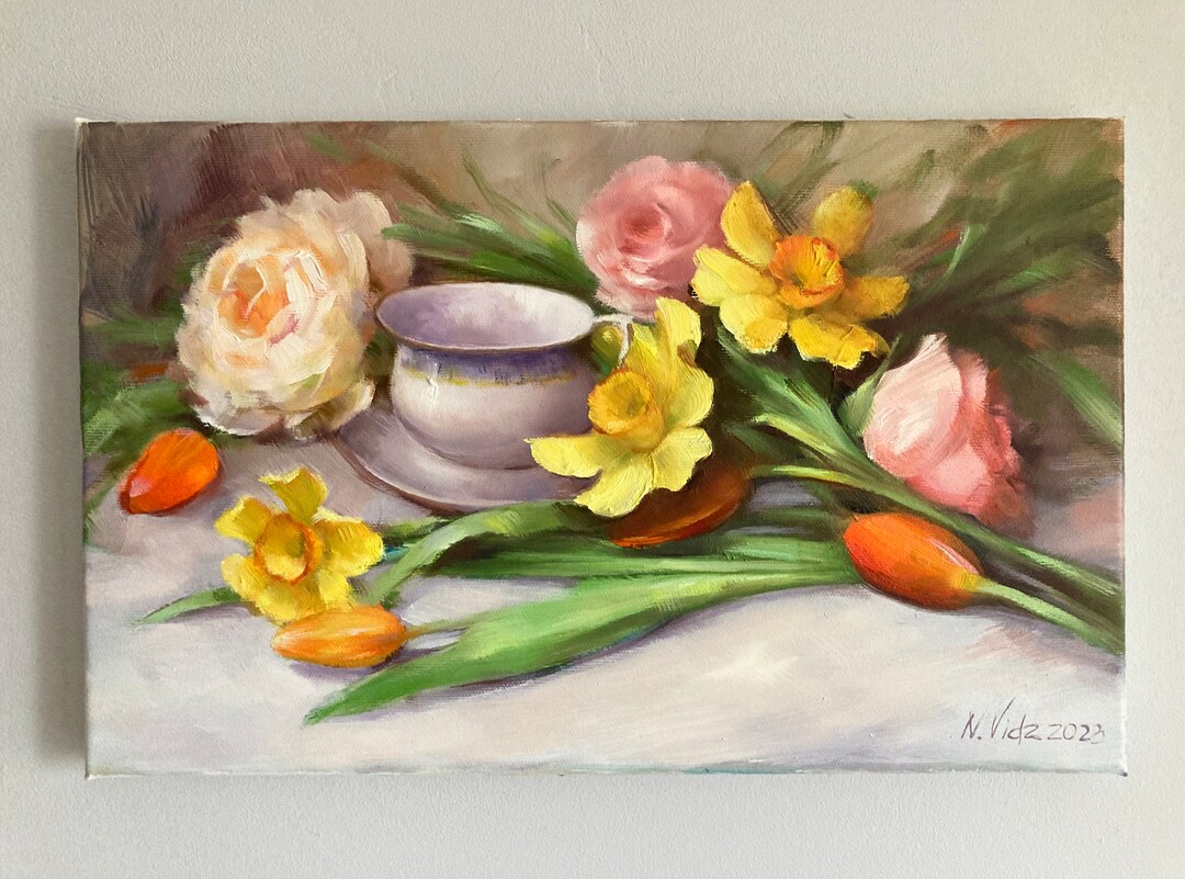 春に咲く花 油絵 静物#3 40X80X1.5cm 油彩画 春に咲く花 油絵 静物#3 40X80X1.5cm 油彩画 春に咲く花 油絵