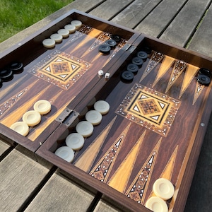 CALAVERA 20" Large Classic Backgammon Set in Wooden Folding Case+CHECKERS 