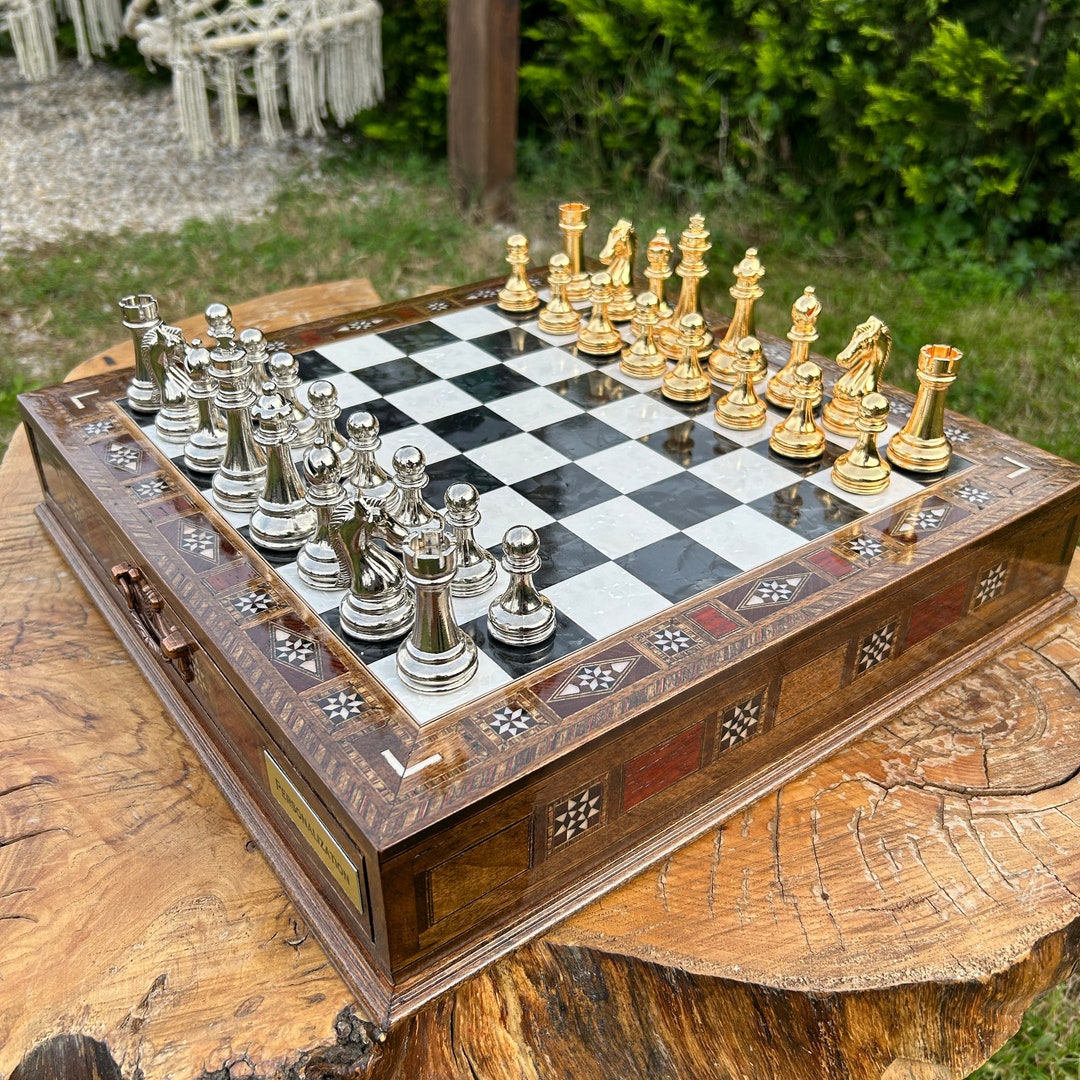 15 Wooden Handmade Luxury Chess Set, Birthday Gift for Dad, High