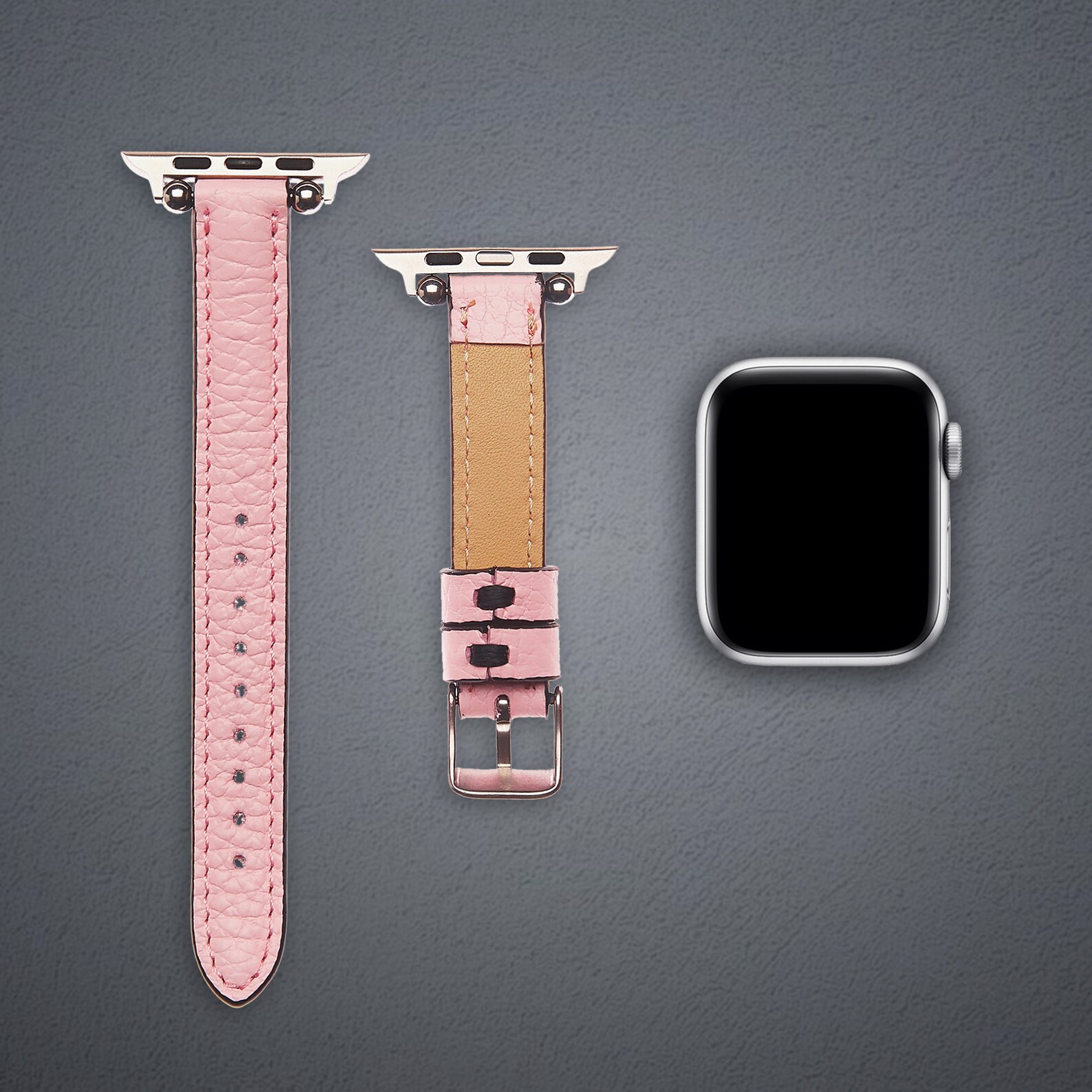 Slim Pink Leather Apple Watch Band Personalized Apple Watch Etsy