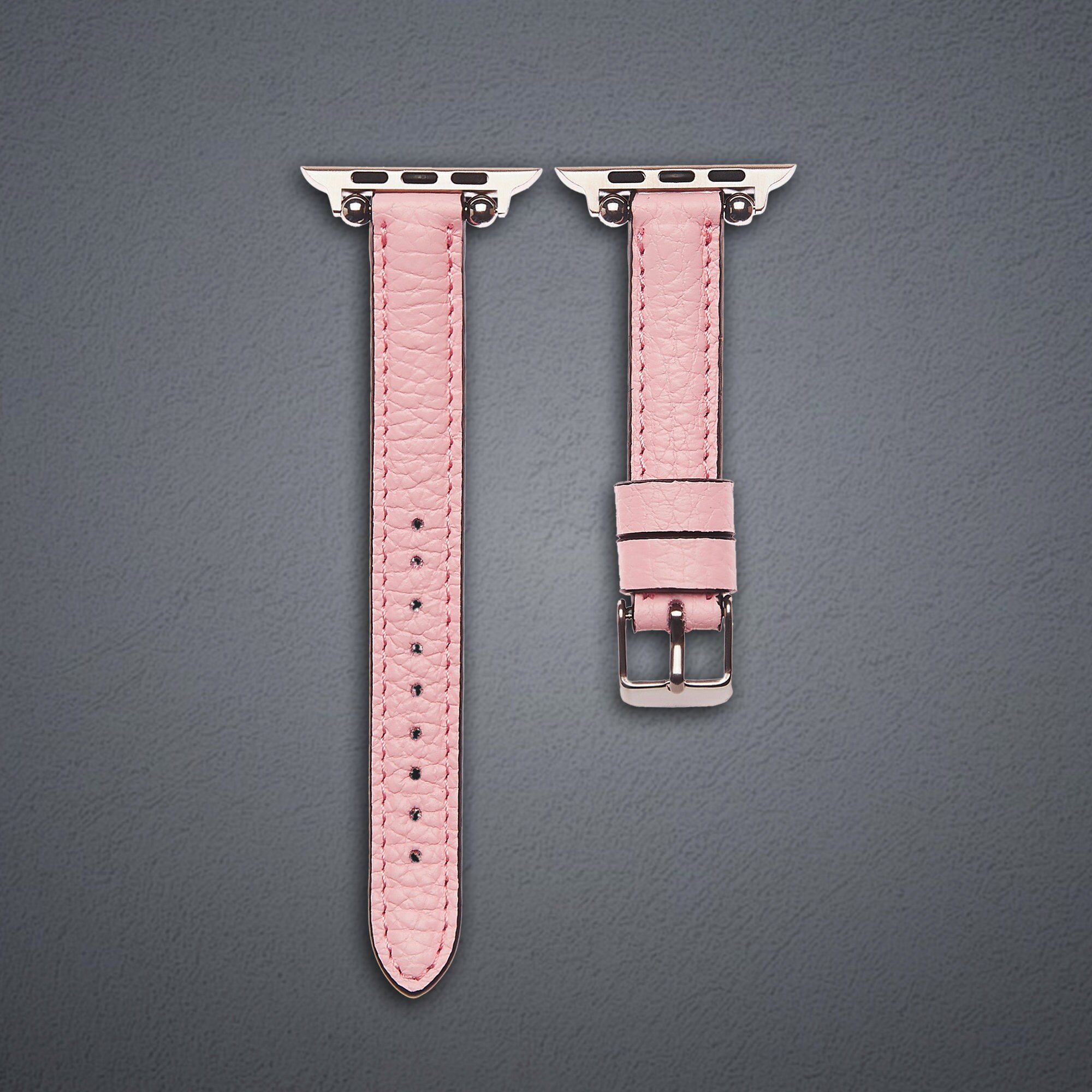 Slim Pink Leather Apple Watch Band Personalized Apple Watch | Etsy