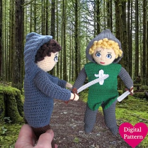 Armoured Doll Knight, Crochet Pattern Medieval Knight Play Set and Amigurumi Doll, Doll Knight play set, Armoured Knight play set