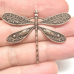 Antique Bronze / Copper  Dragonfly Charm, dragonfly pendant, up to 4 pcs, 47 x 37 mm (A00391)